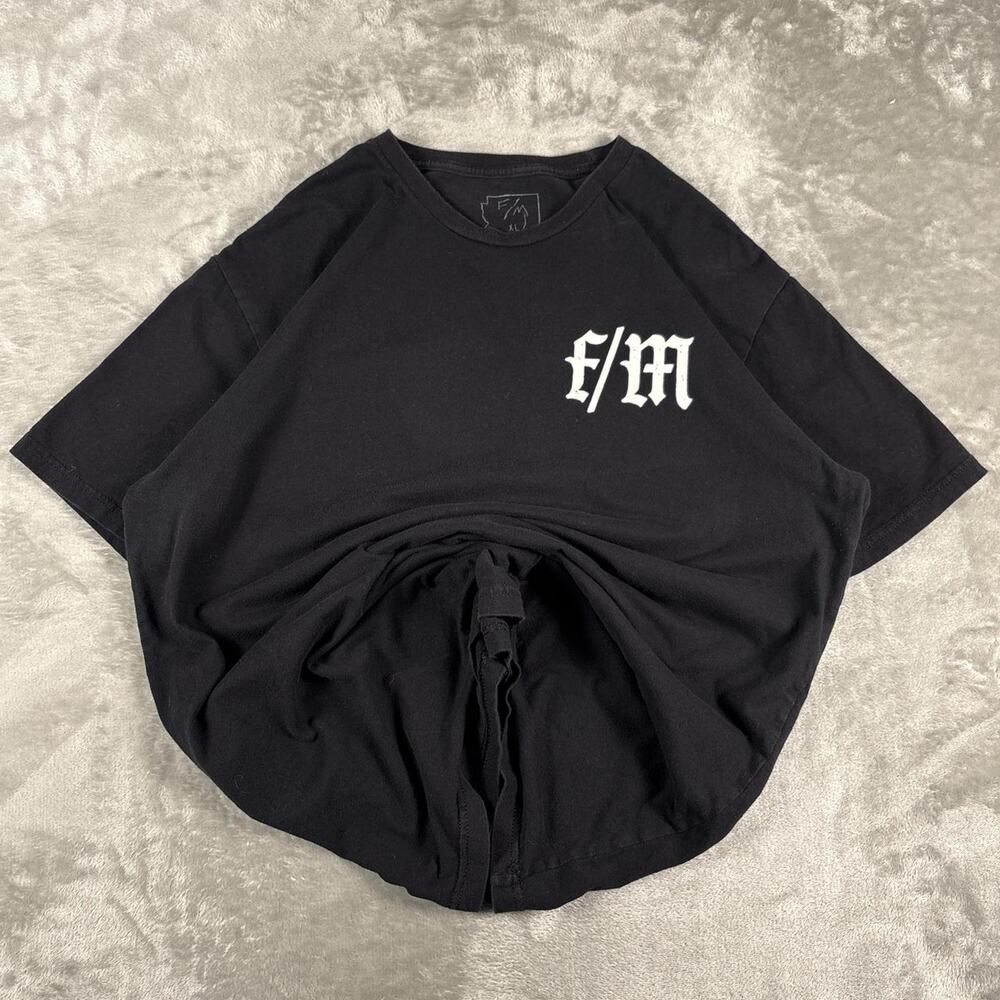 Black Tee Shirt With F/M Front Design With “Beat Cocaine Snort Grandma” Back